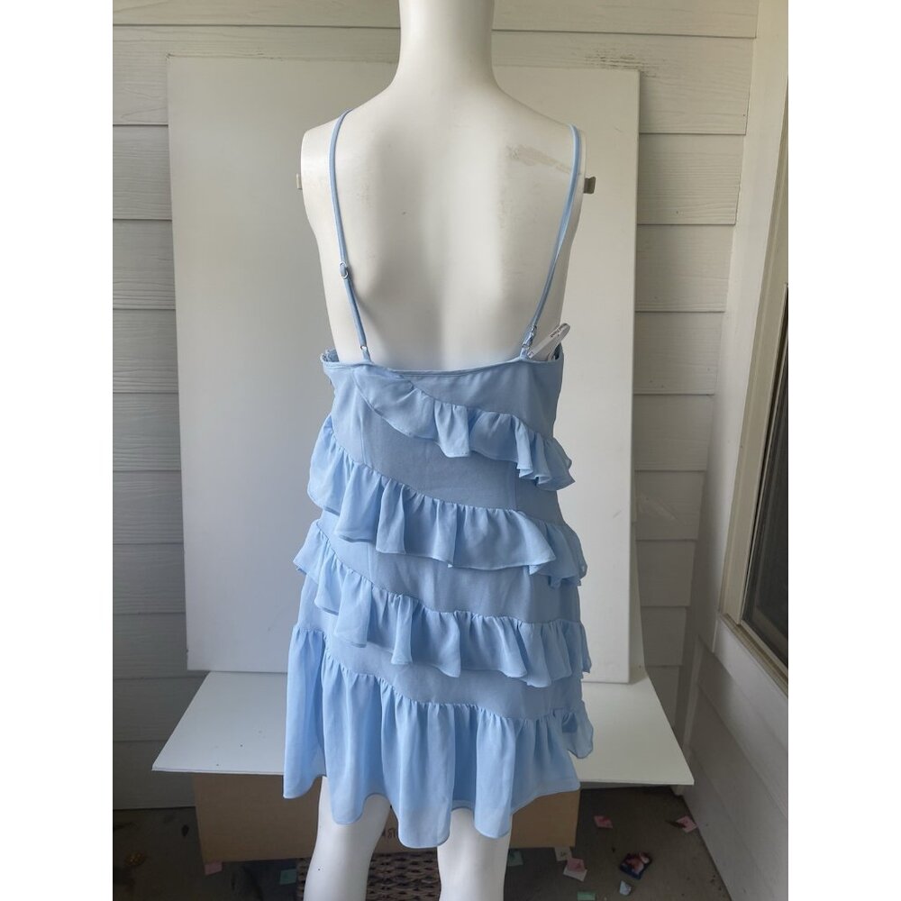 Lovers + Friends Liv Ruffle Mini Dress Blue Size S Halter Summer Party - Picture 8 of 9